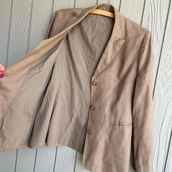 Boden Tan Linen Blazer Effortlessly Stylish and Versatile, Normcore SZ Flex - Picture 6 of 7